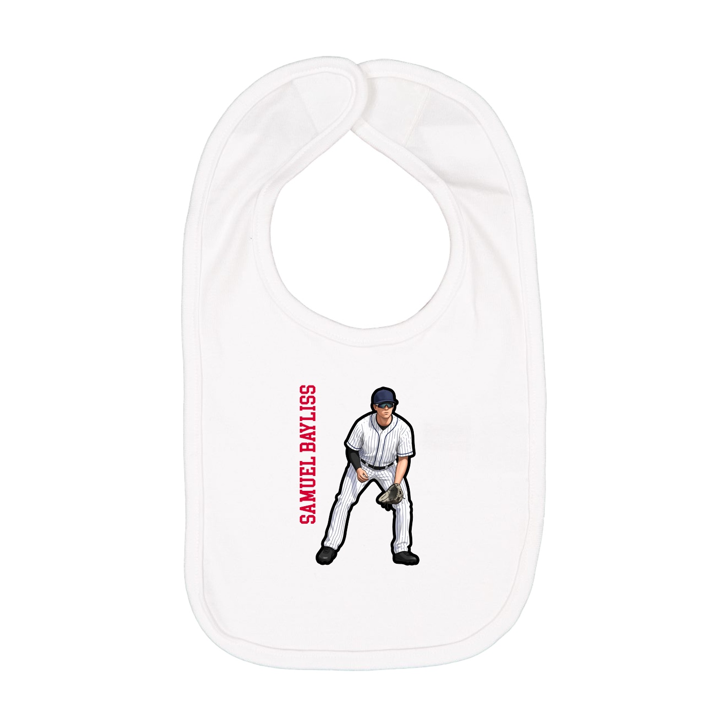 Infant Bib — Name Vertical in White