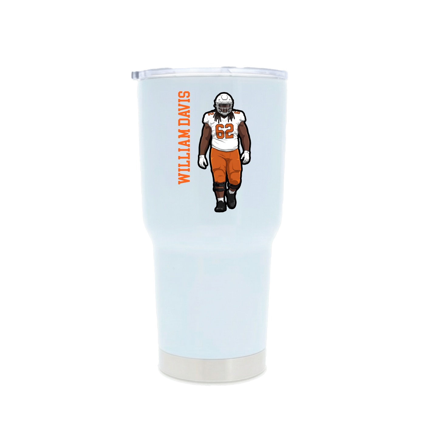 30oz Stainless Steel Tumbler — Name Vertical in White