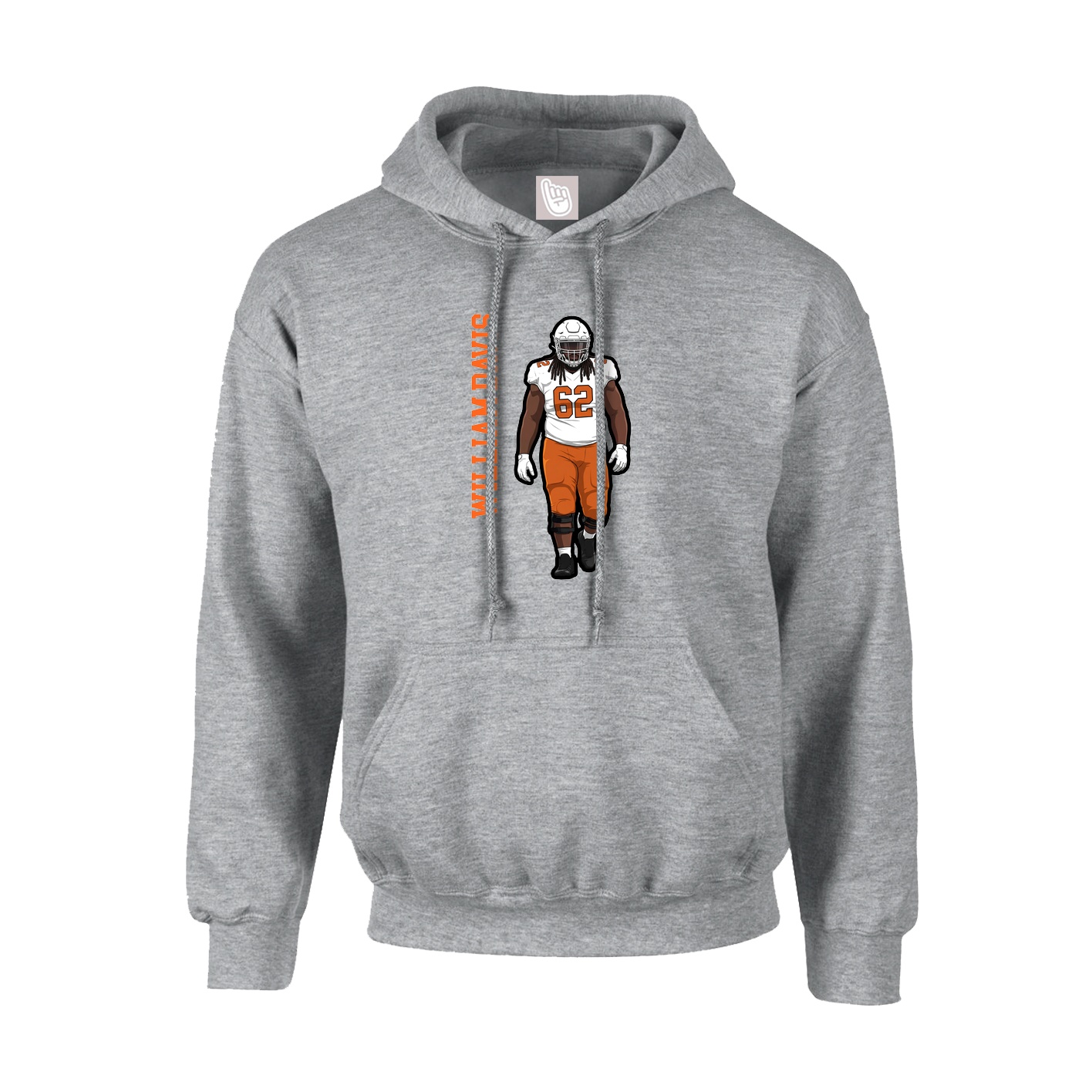 Hoodie — Name Vertical in Grey