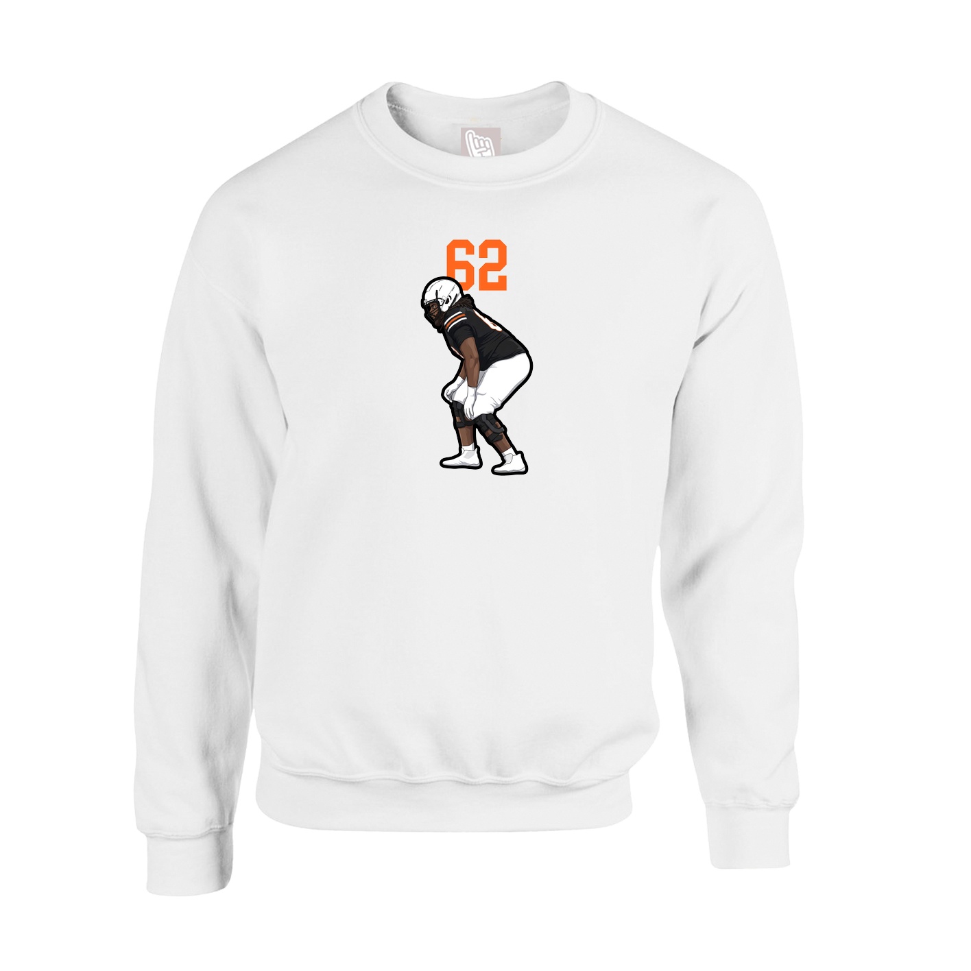 Fleece Crew — Number Top in White