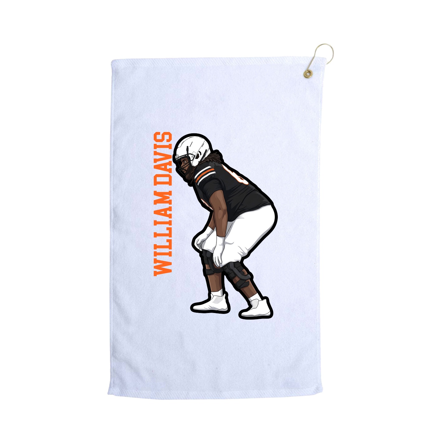 Golf Towel — Name Vertical in White