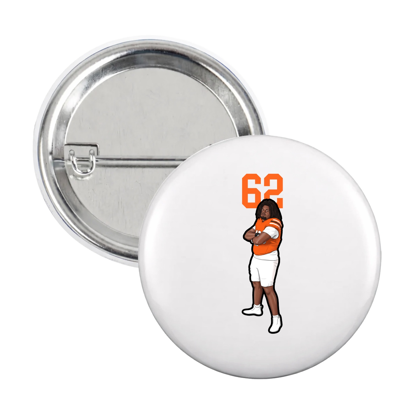 Game Day Button — Number Top in White