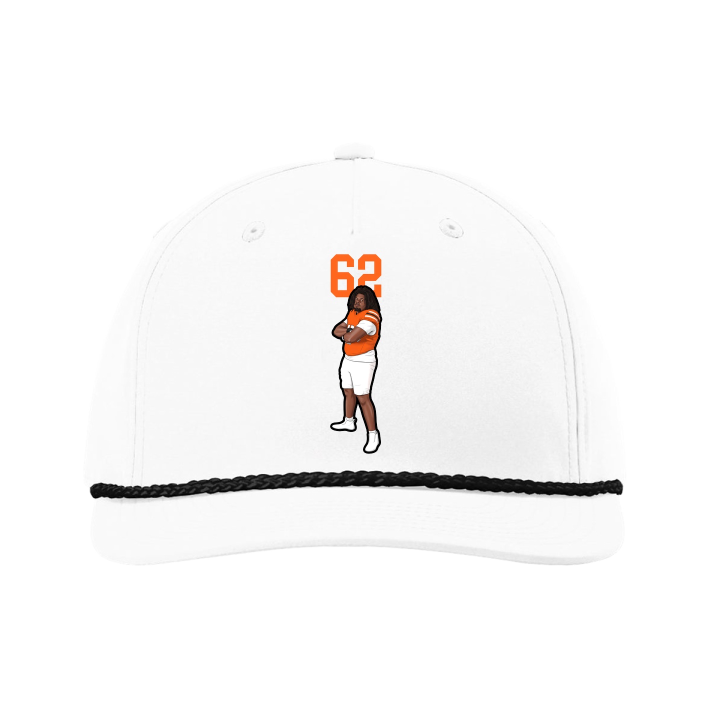 Five-Panel Classic Rope Cap — Number Top in White