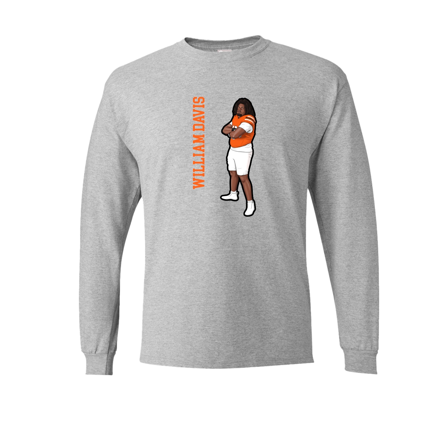 Long Sleeve Tee — Name Vertical in Grey