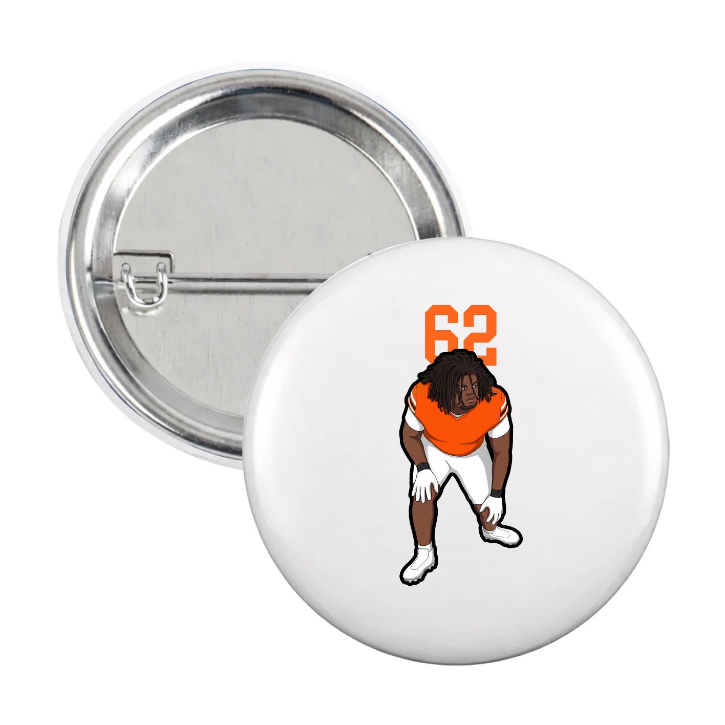 Game Day Button — Number Top in White