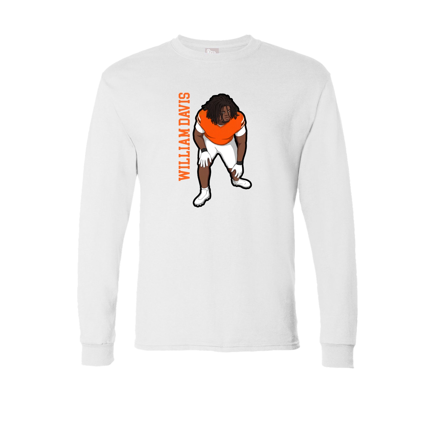 Long Sleeve Tee — Name Vertical in White