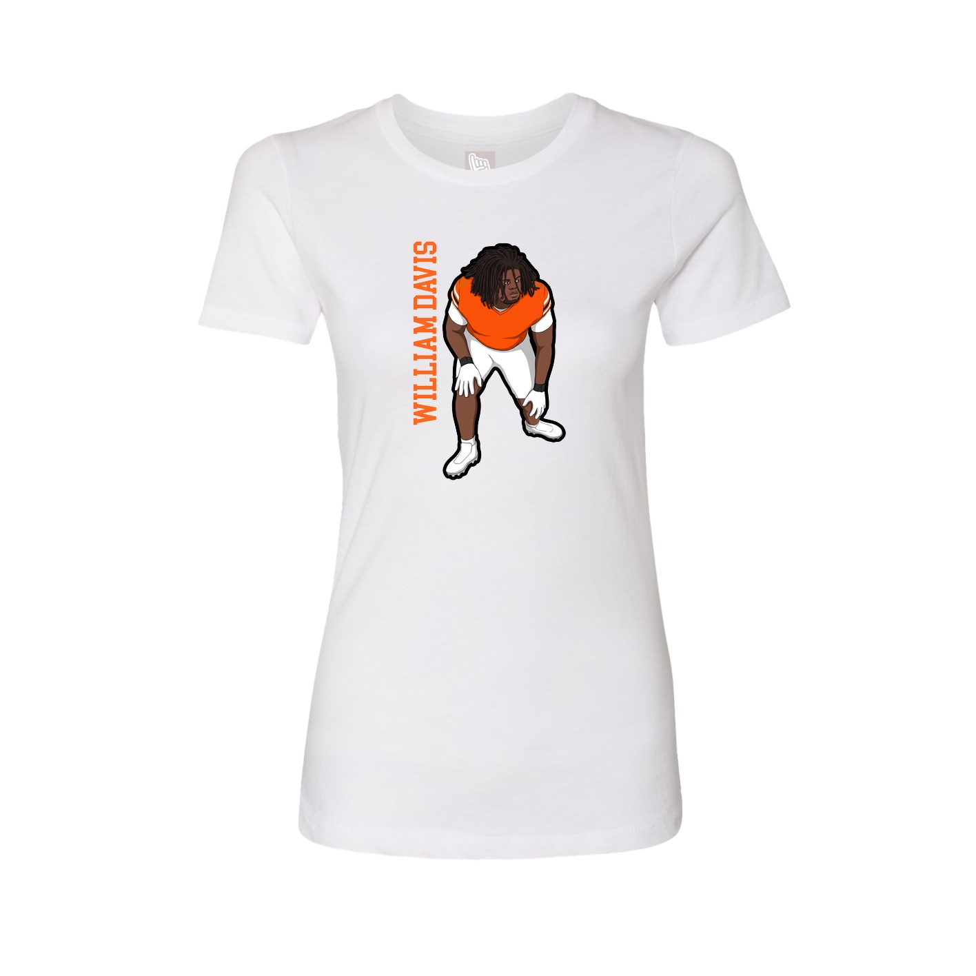 Womens Tee — Name Vertical in White