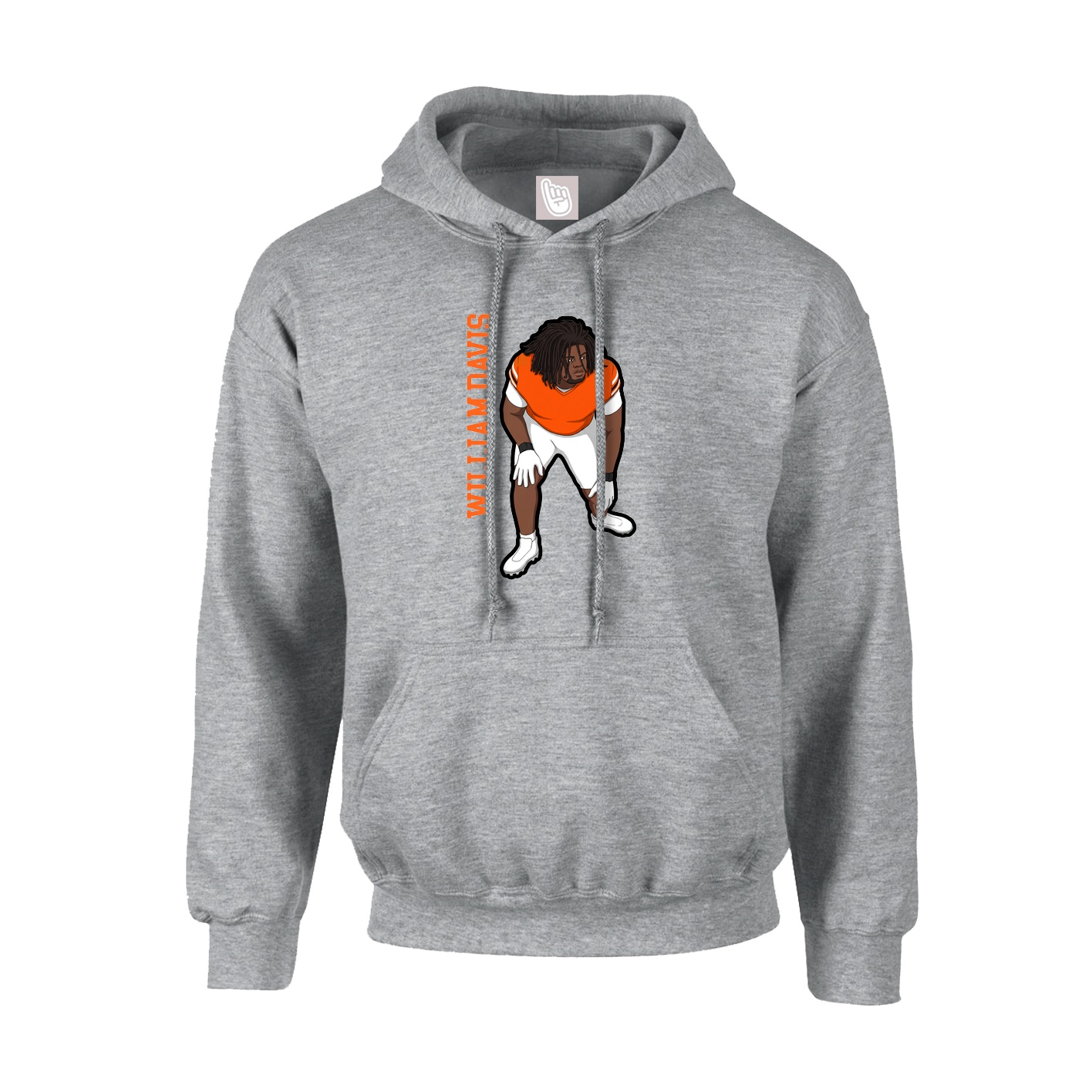 Hoodie — Name Vertical in Grey