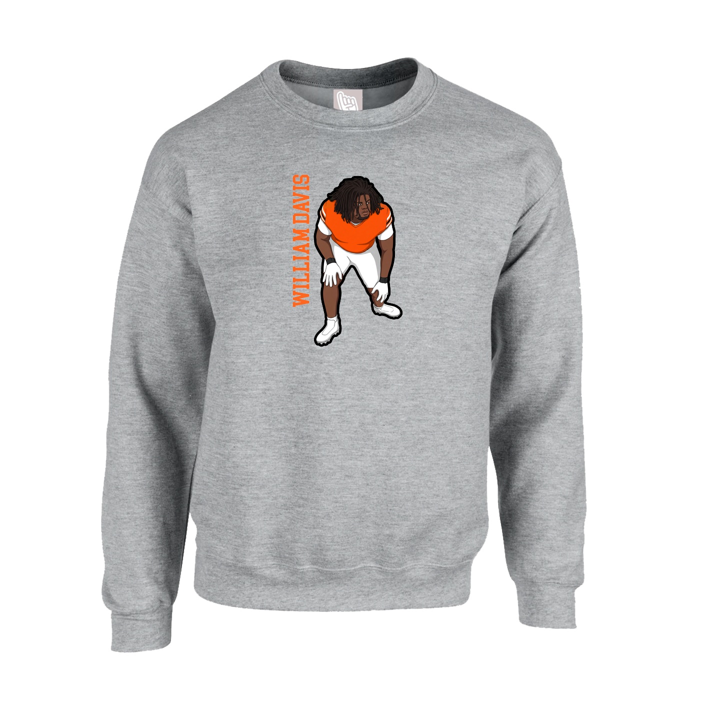 Fleece Crew — Name Vertical in Grey