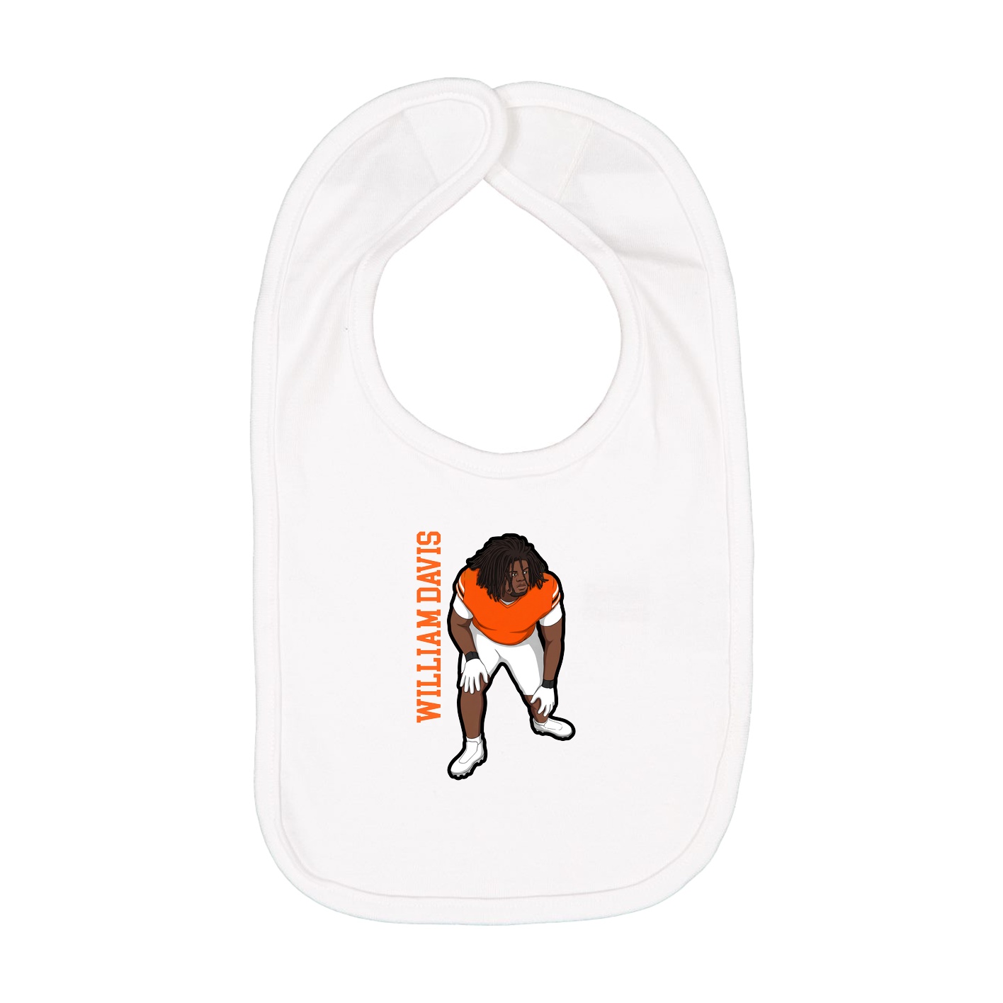 Infant Bib — Name Vertical in White