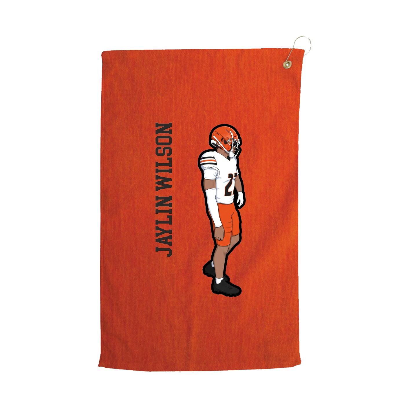 Golf Towel — Name Vertical in Orange