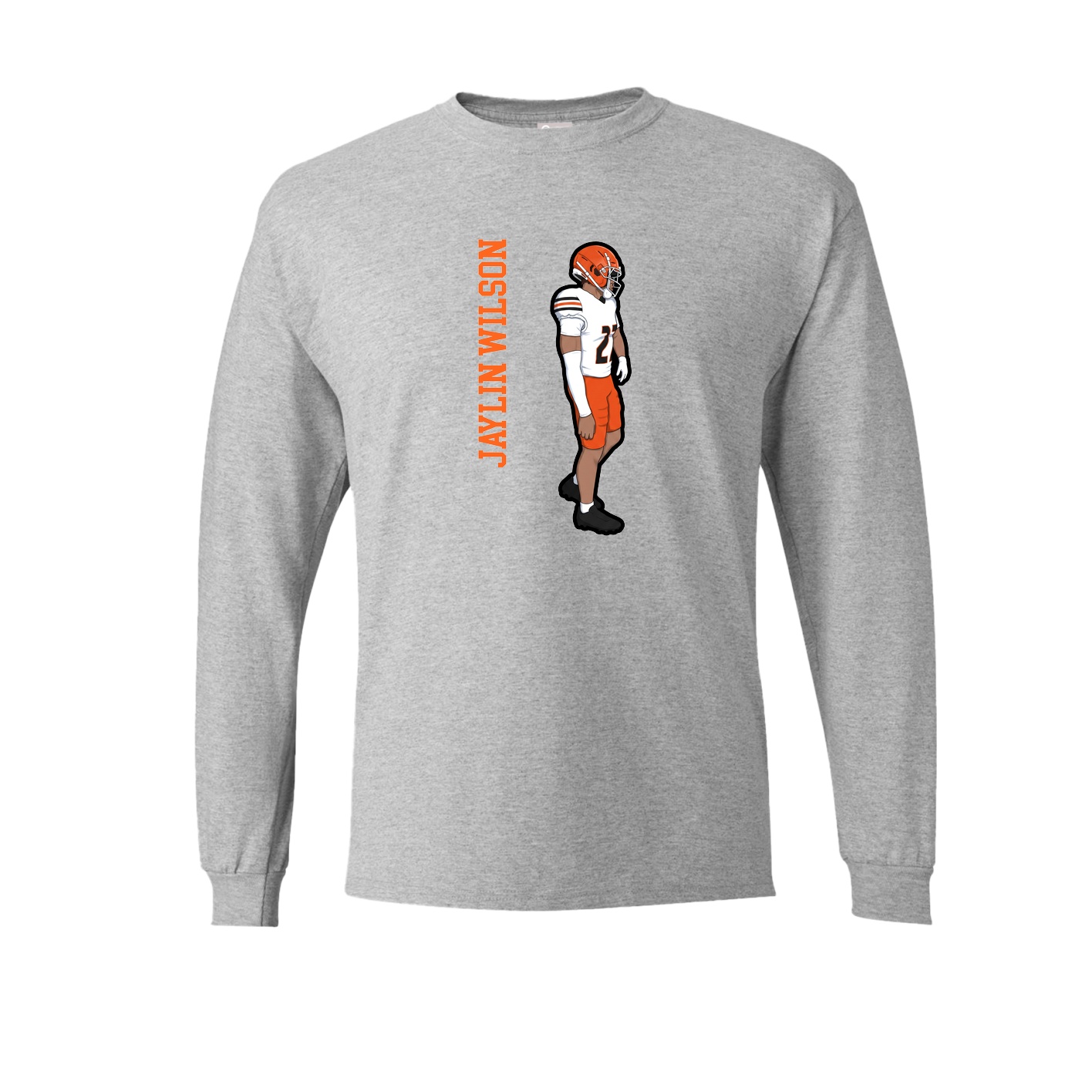 Long Sleeve Tee — Name Vertical in Grey