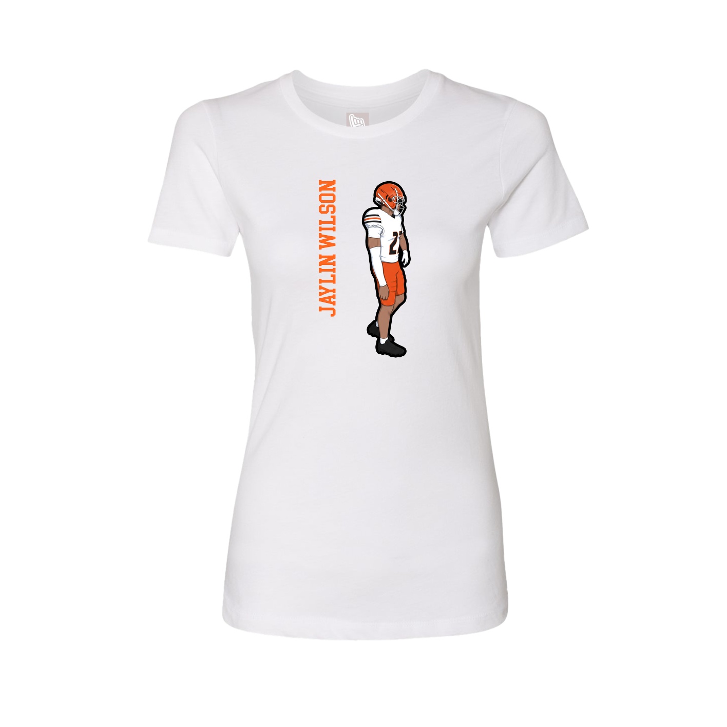 Womens Tee — Name Vertical in White