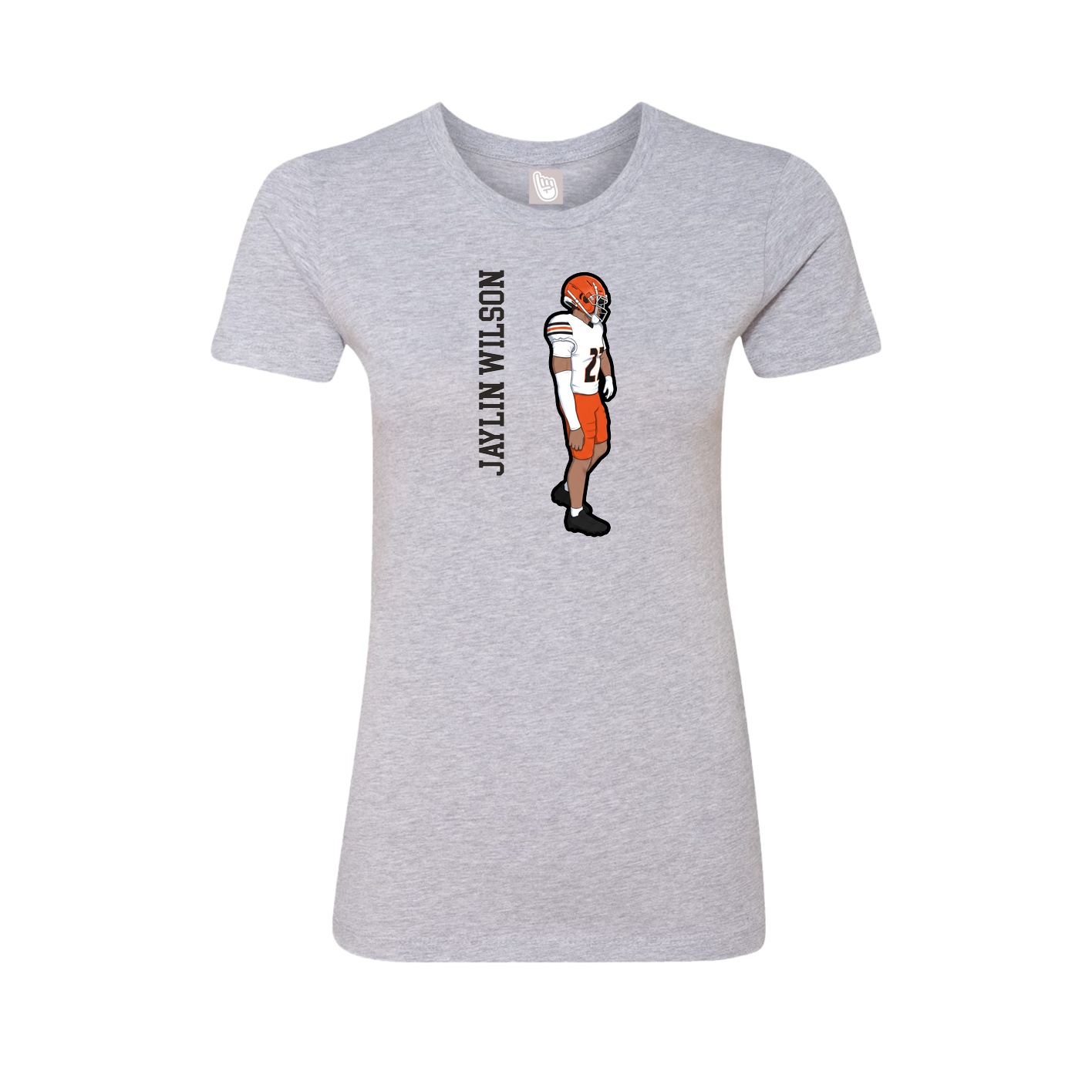 Fitted Women's Tee — Name Vertical in Grey