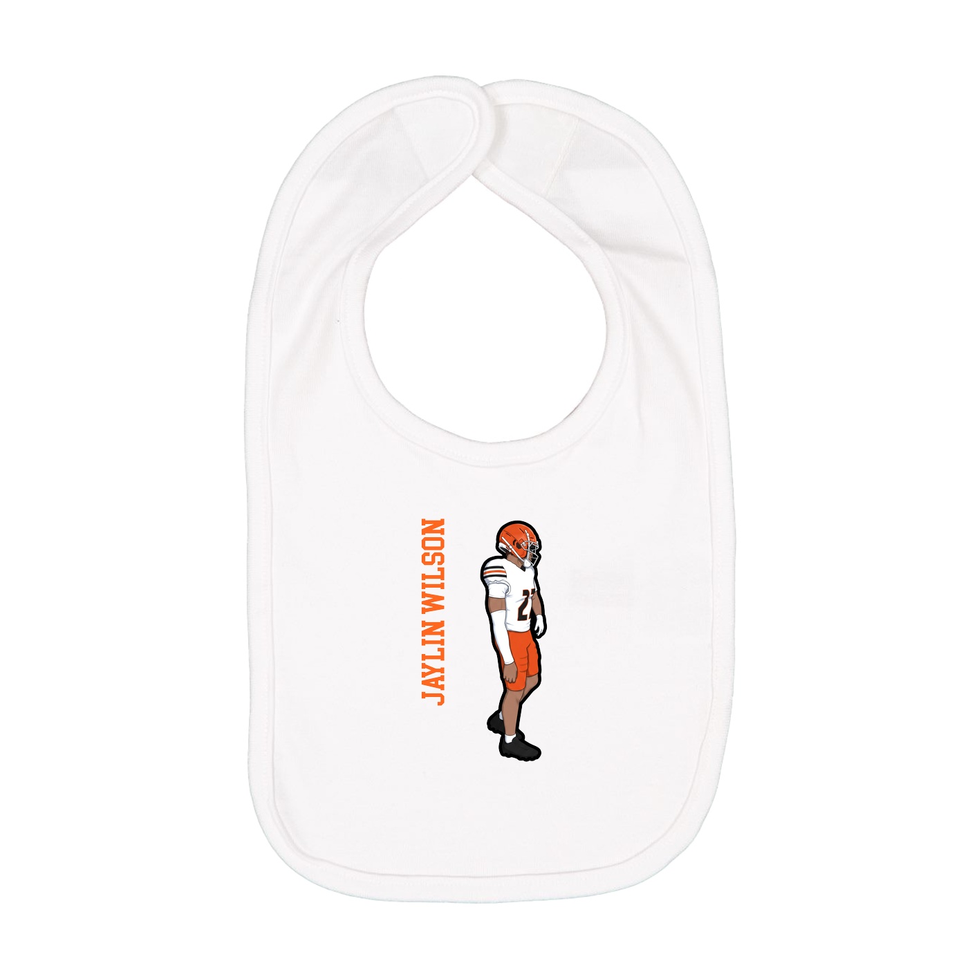 Infant Bib — Name Vertical in White