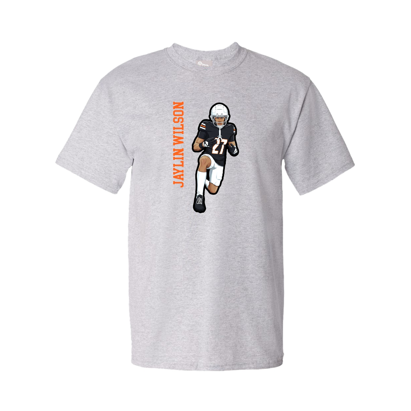 Youth Tee — Name Vertical in Grey