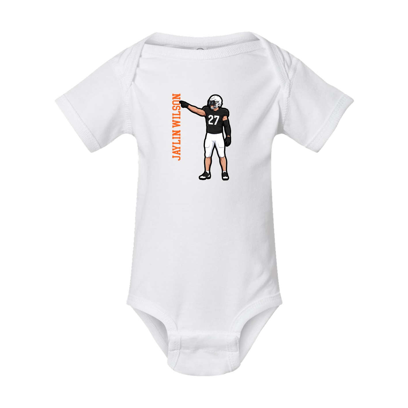 Baby Onesie — Name Vertical in White
