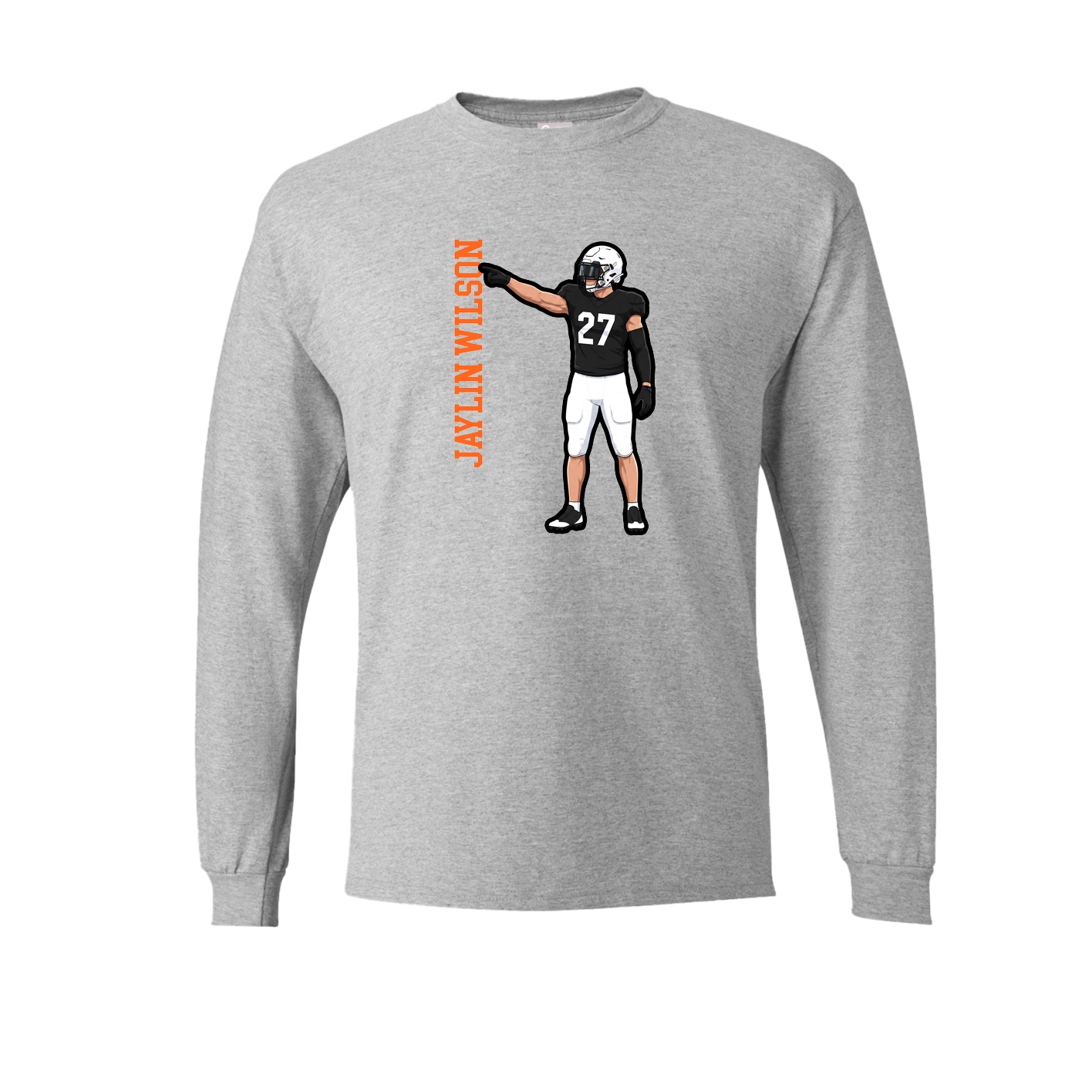 Long Sleeve Tee — Name Vertical in Grey