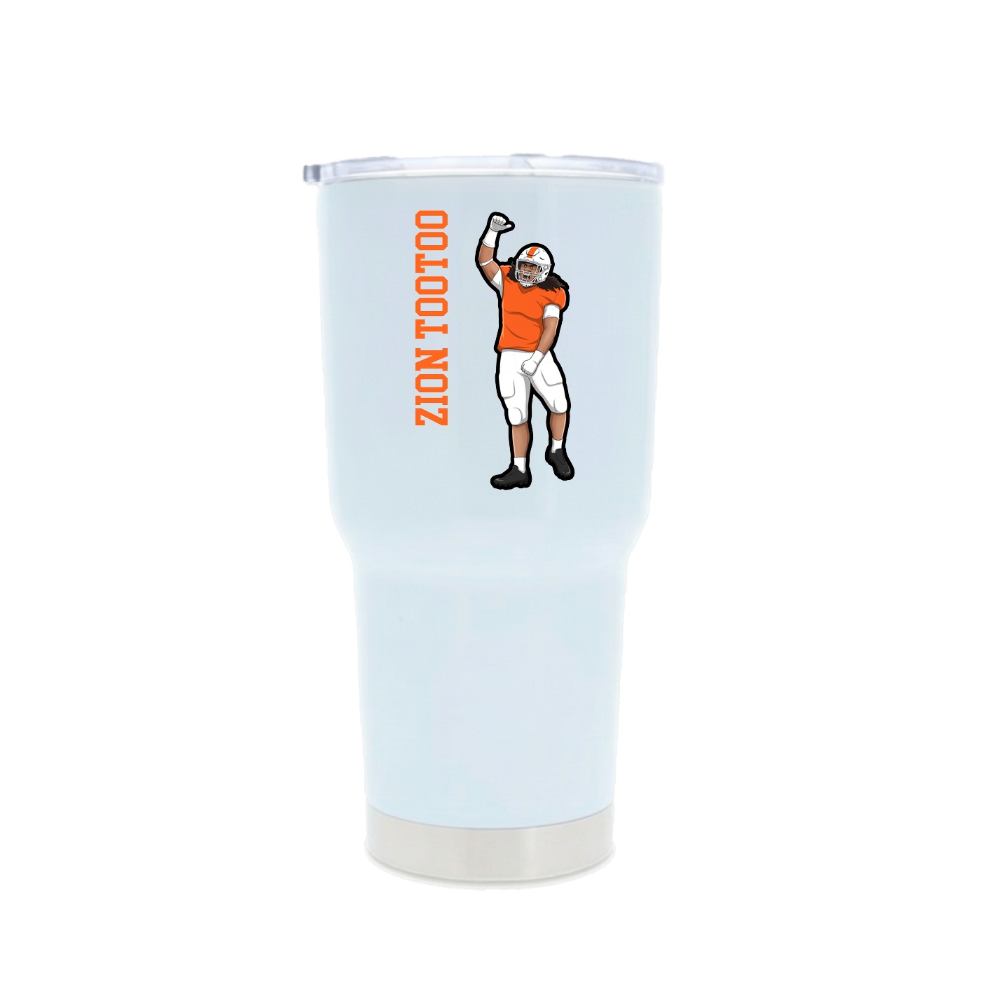 30oz Stainless Steel Tumbler — Name Vertical in White