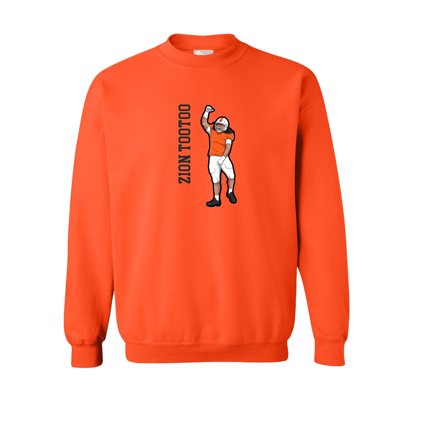 Fleece Crew — Name Vertical in Orange