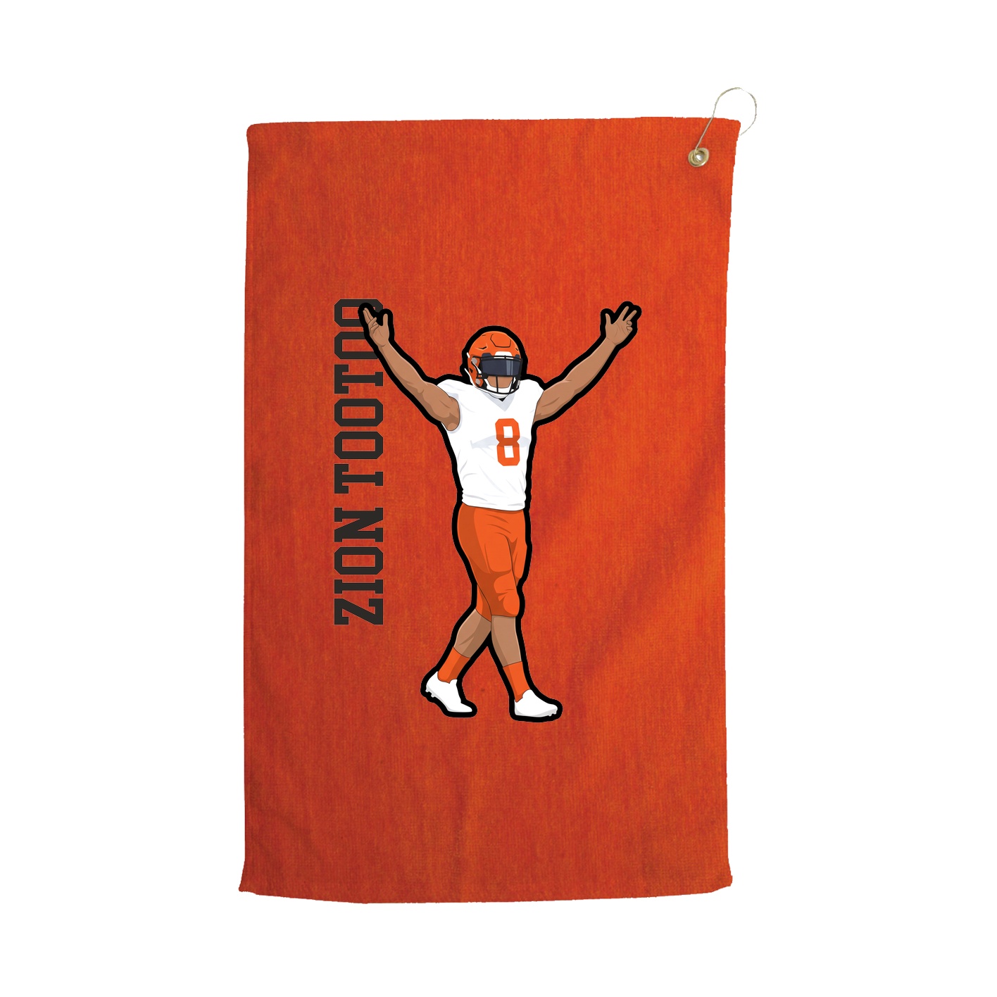 Golf Towel — Name Vertical in Orange