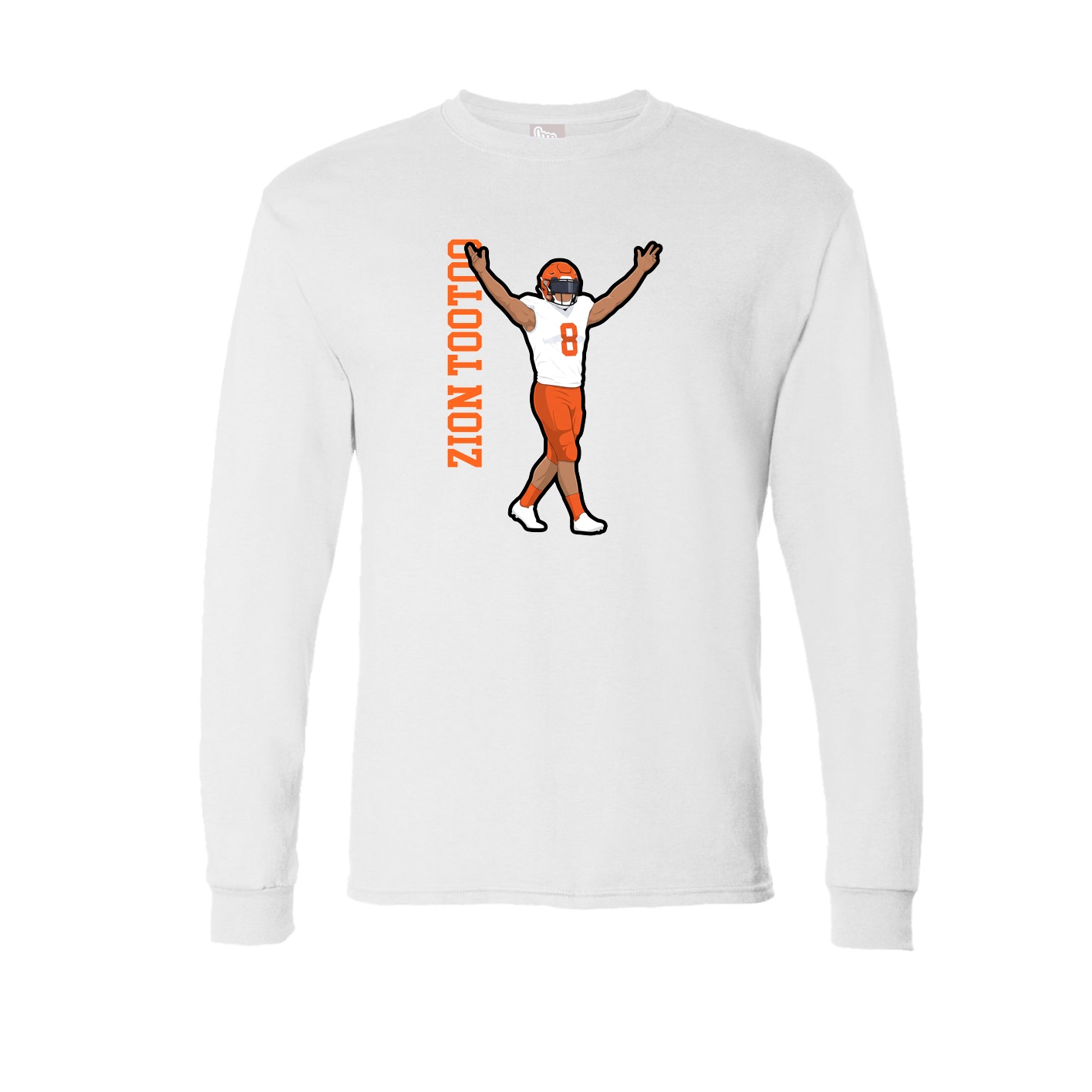 Long Sleeve Tee — Name Vertical in White