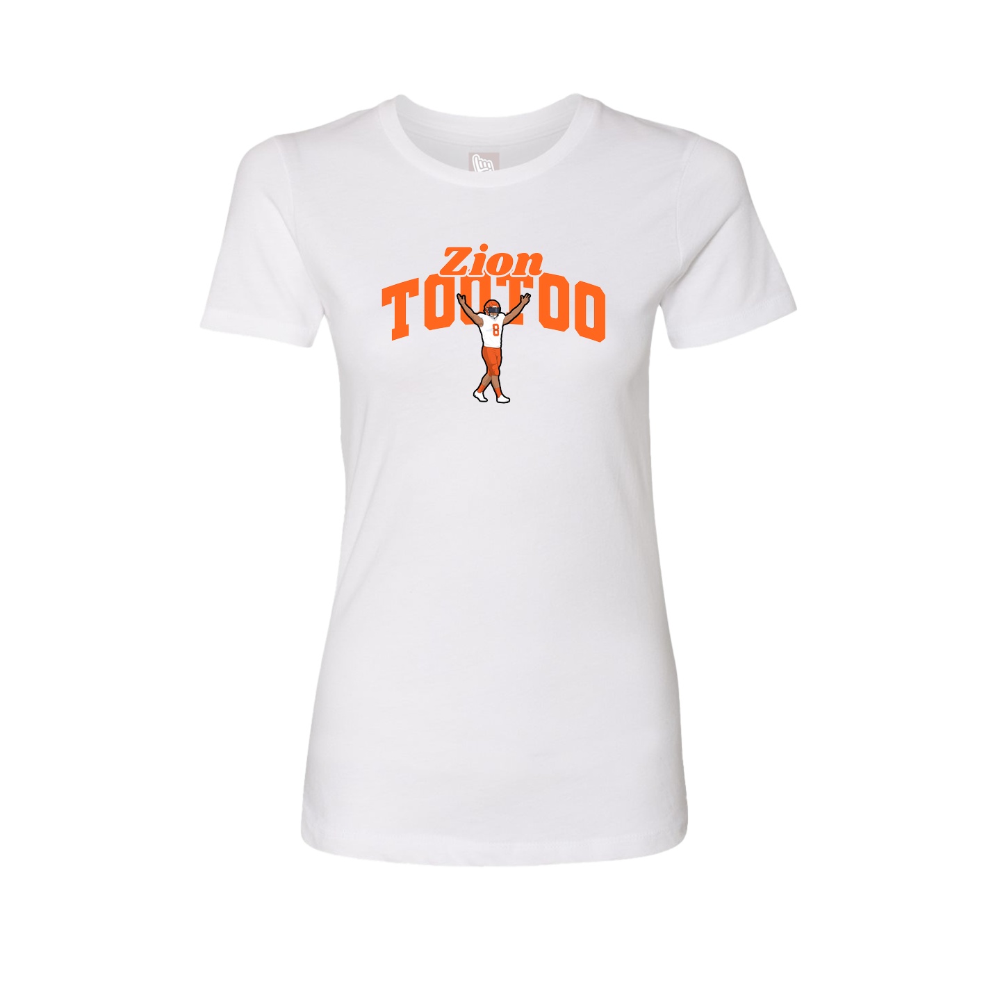 Fitted Women's Tee — Signature Arch in White
