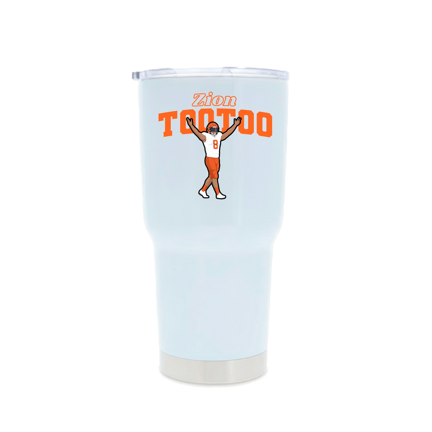 30oz Stainless Steel Tumbler — Name Arch in White