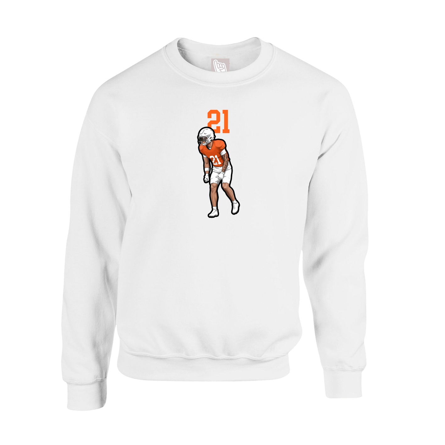 Fleece Crew — Number Top in White