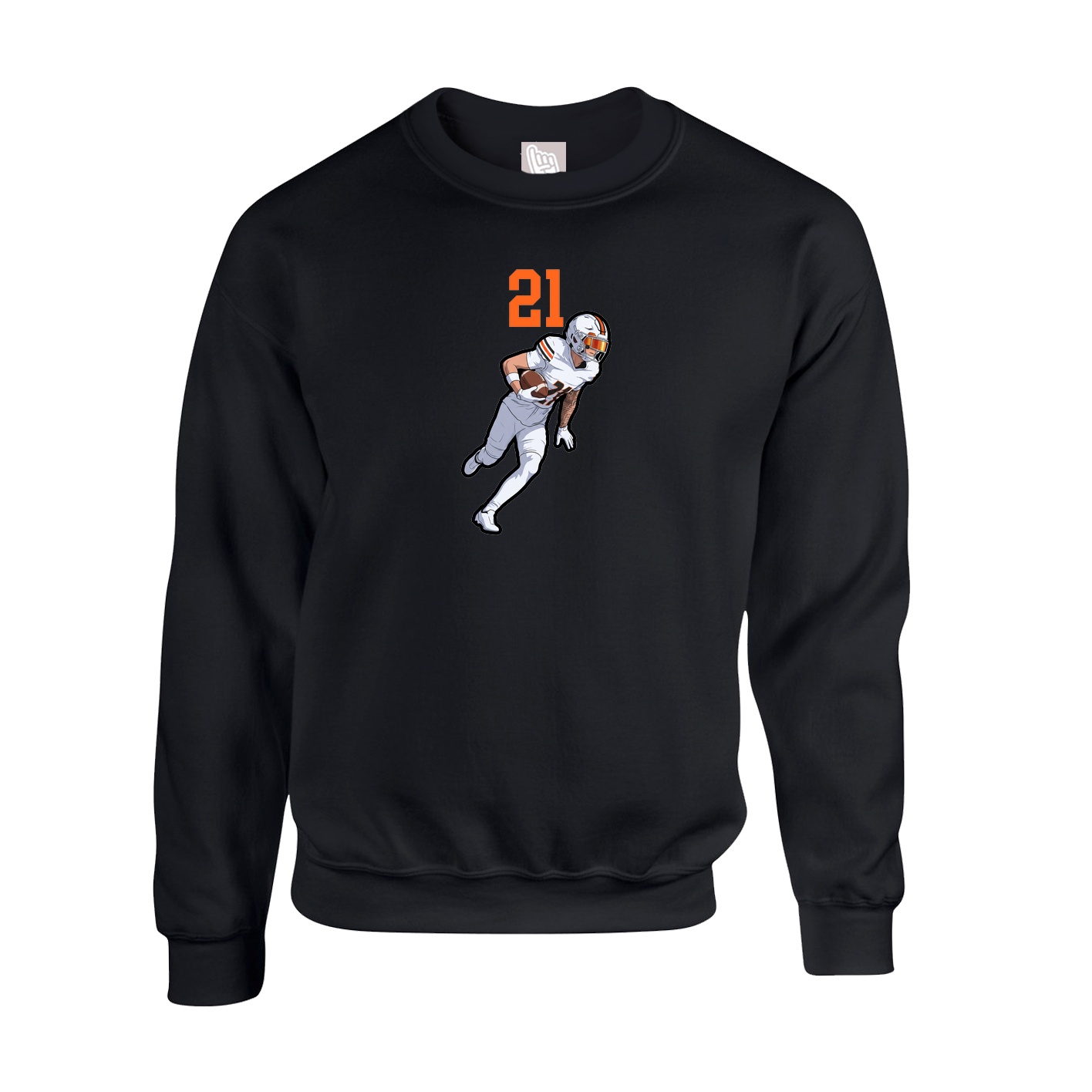 Fleece Crew — Number Top in Black