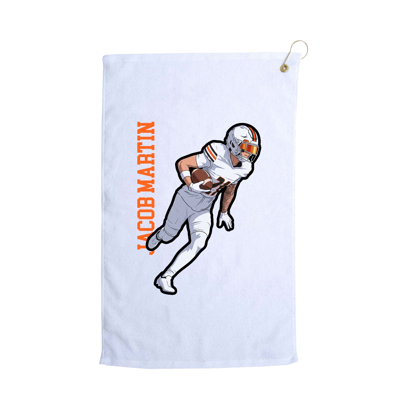 Golf Towel — Name Vertical in White