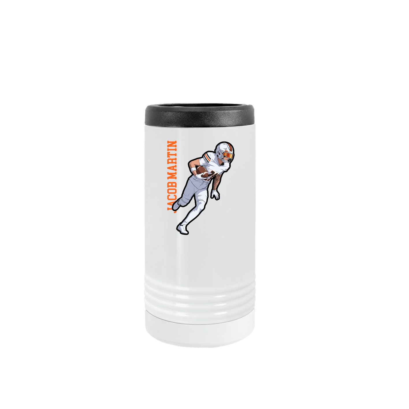 Slim Beverage Holder — Name Vertical in White