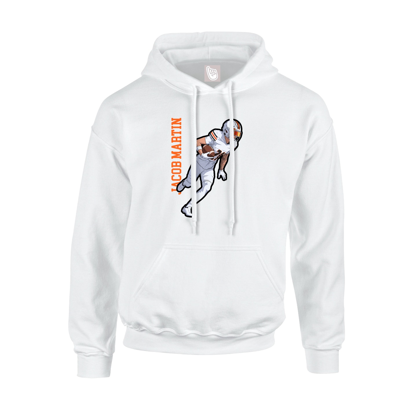 Youth Hoodie — Name Vertical in White