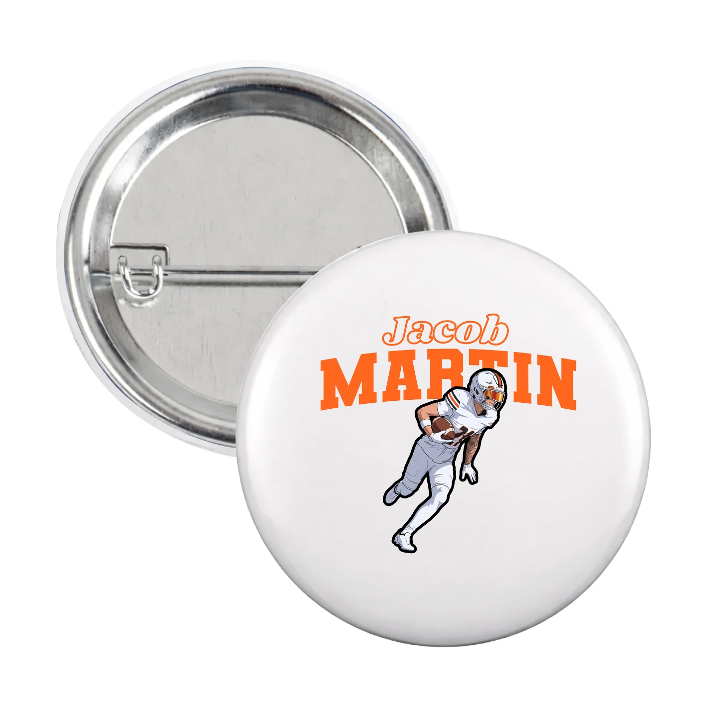 Game Day Button — Name Arch in White