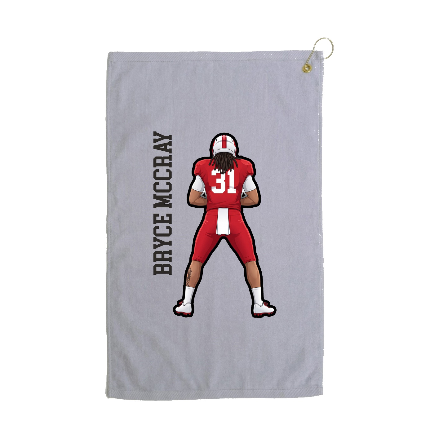 Golf Towel — Name Vertical in Grey