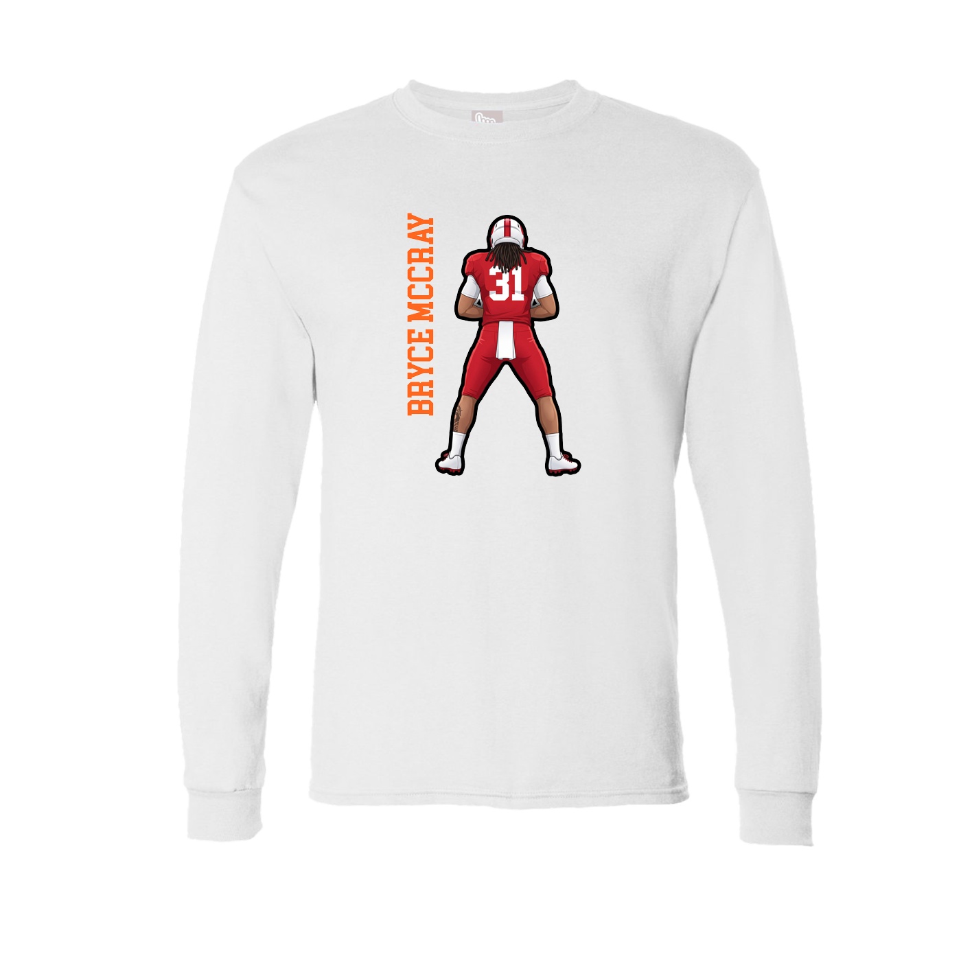 Long Sleeve Tee — Name Vertical in White