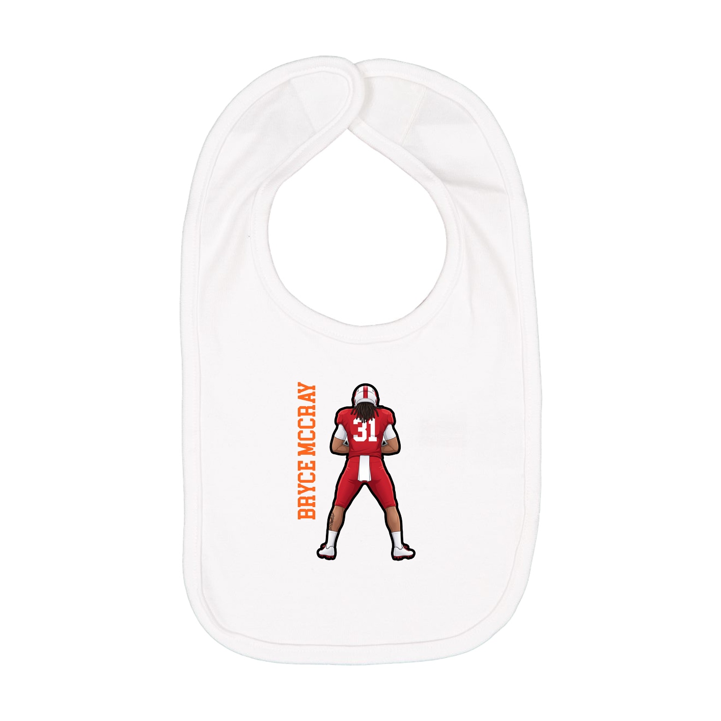 Infant Bib — Name Vertical in White