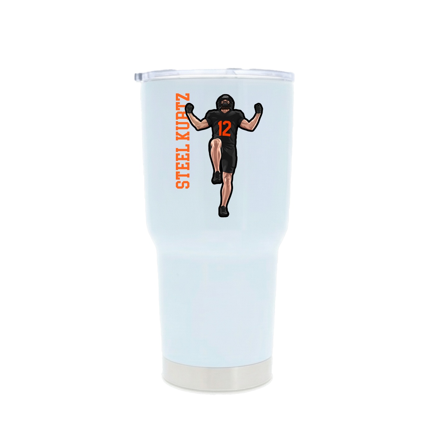 30oz Stainless Steel Tumbler — Name Vertical in White