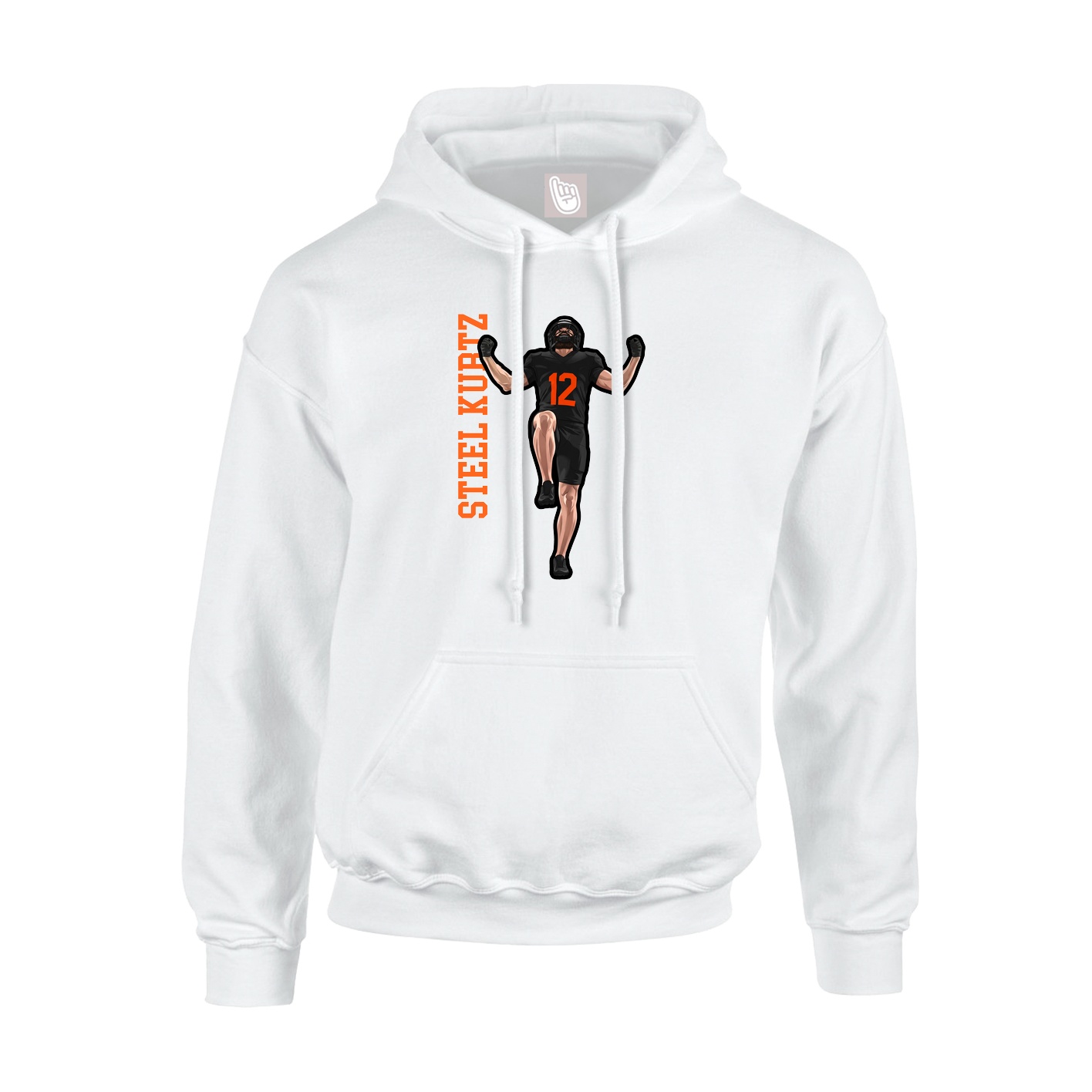 Youth Hoodie — Name Vertical in White