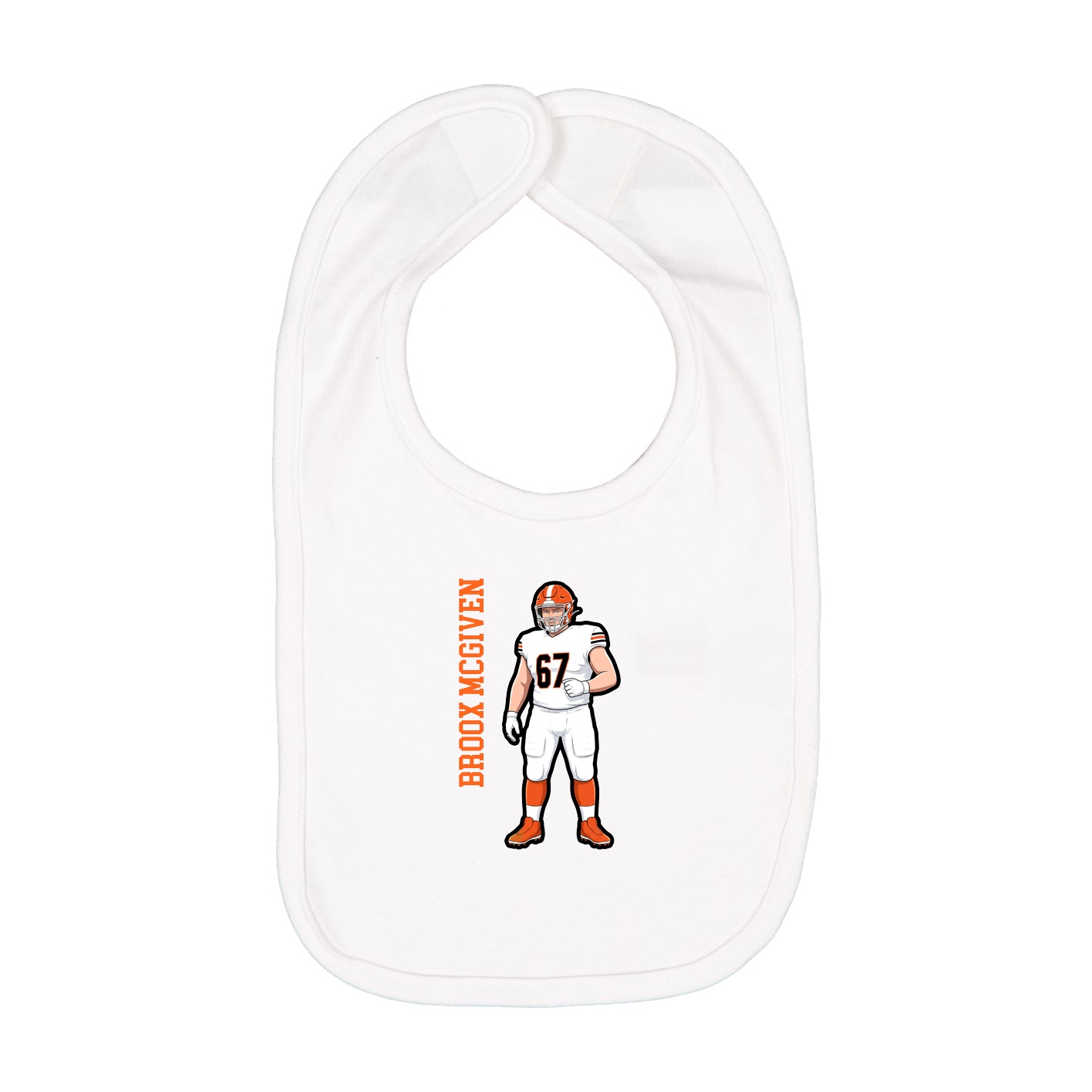 Infant Bib — Name Vertical in White
