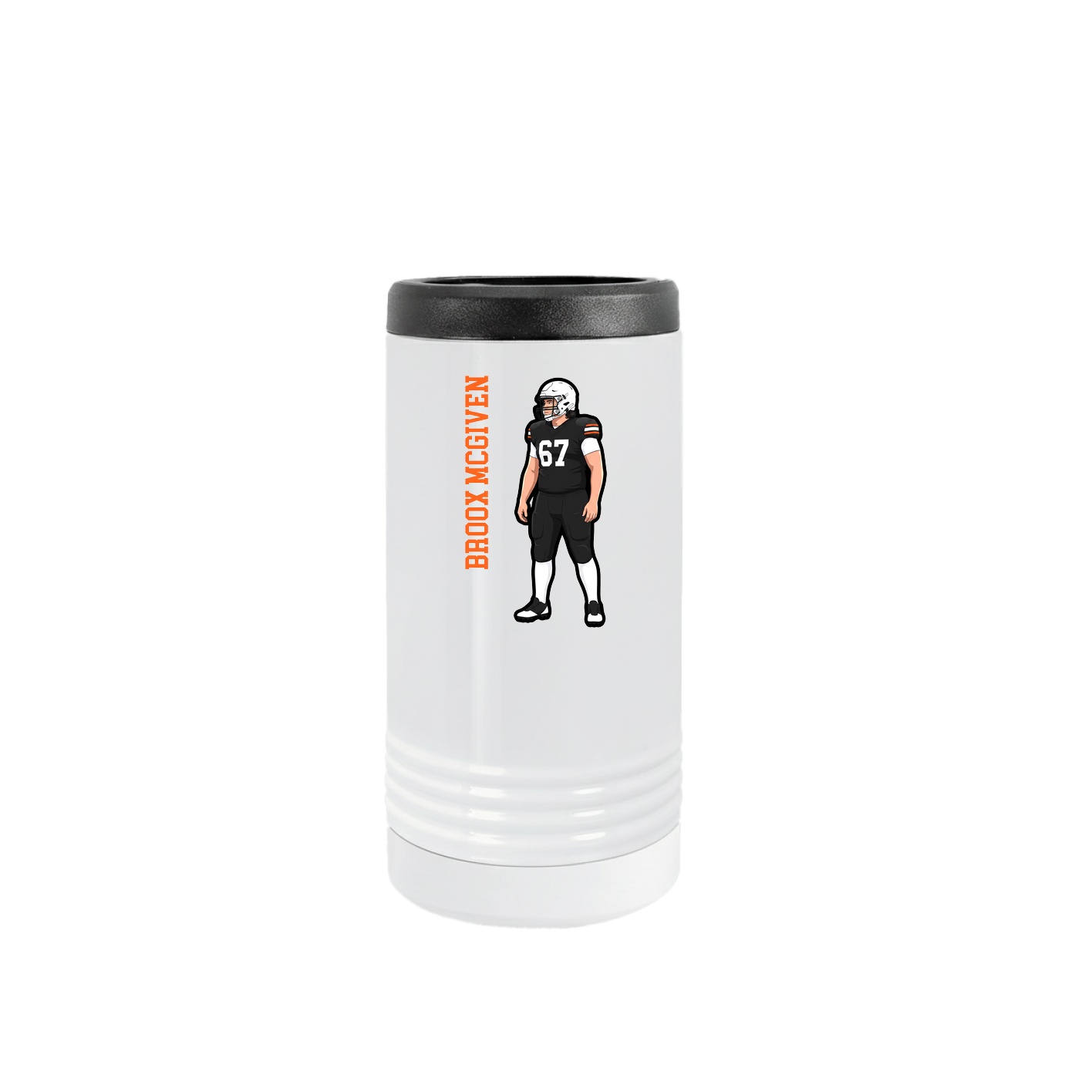 Slim Beverage Holder — Name Vertical in White