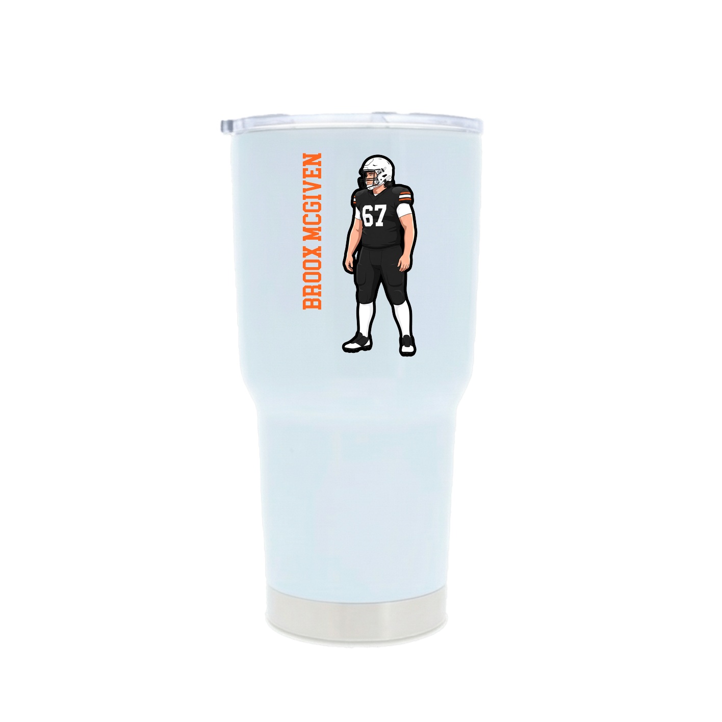 30oz Stainless Steel Tumbler — Name Vertical in White