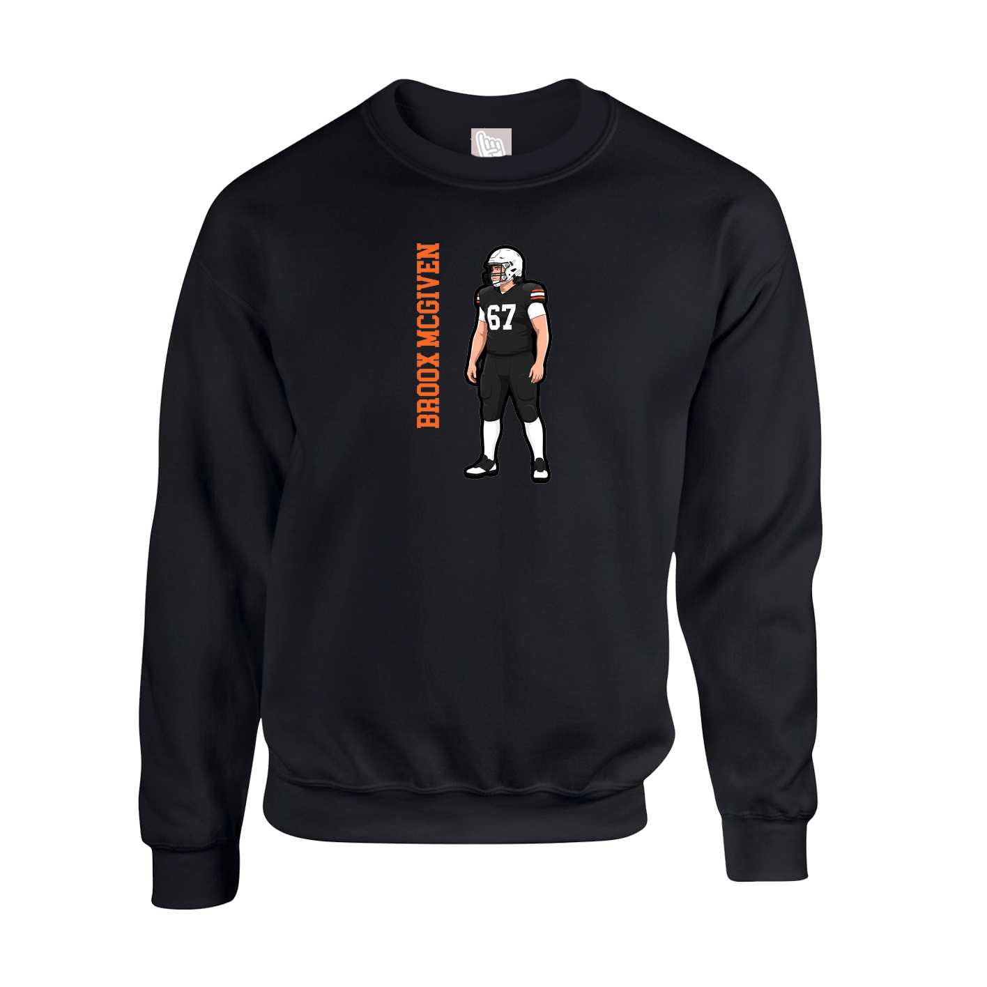 Fleece Crew — Name Vertical in Black
