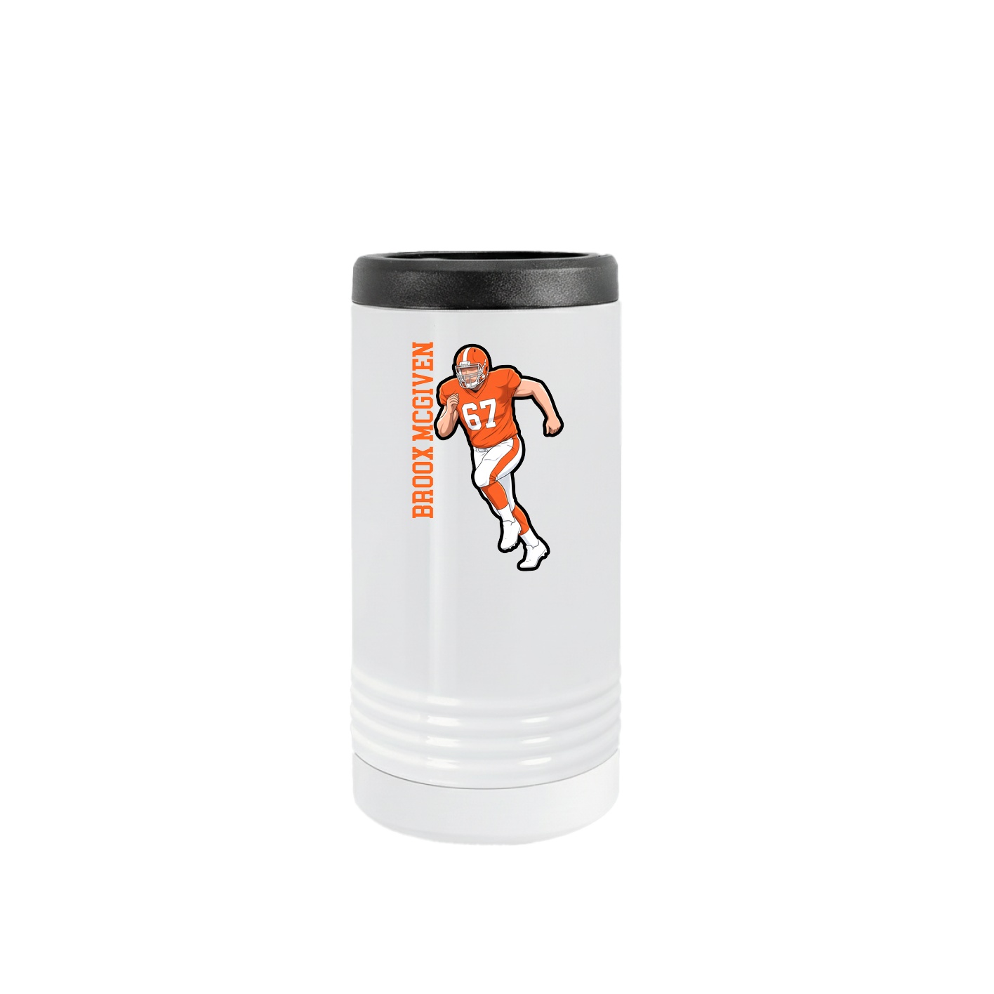 Slim Beverage Holder — Name Vertical in White