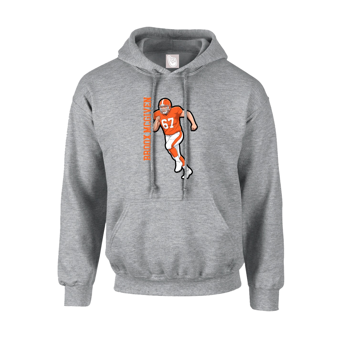 Hoodie — Name Vertical in Grey