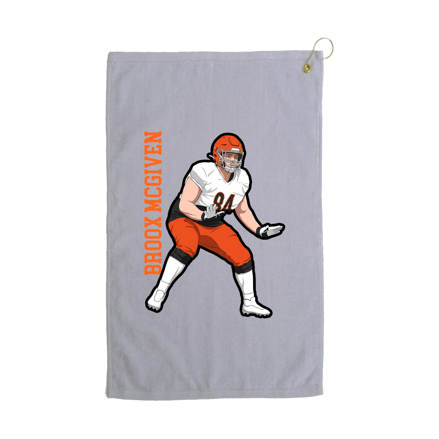 Golf Towel — Name Vertical in Grey