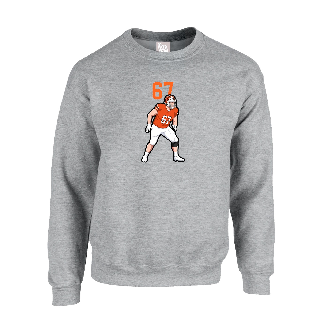 Fleece Crew — Number Top in Grey