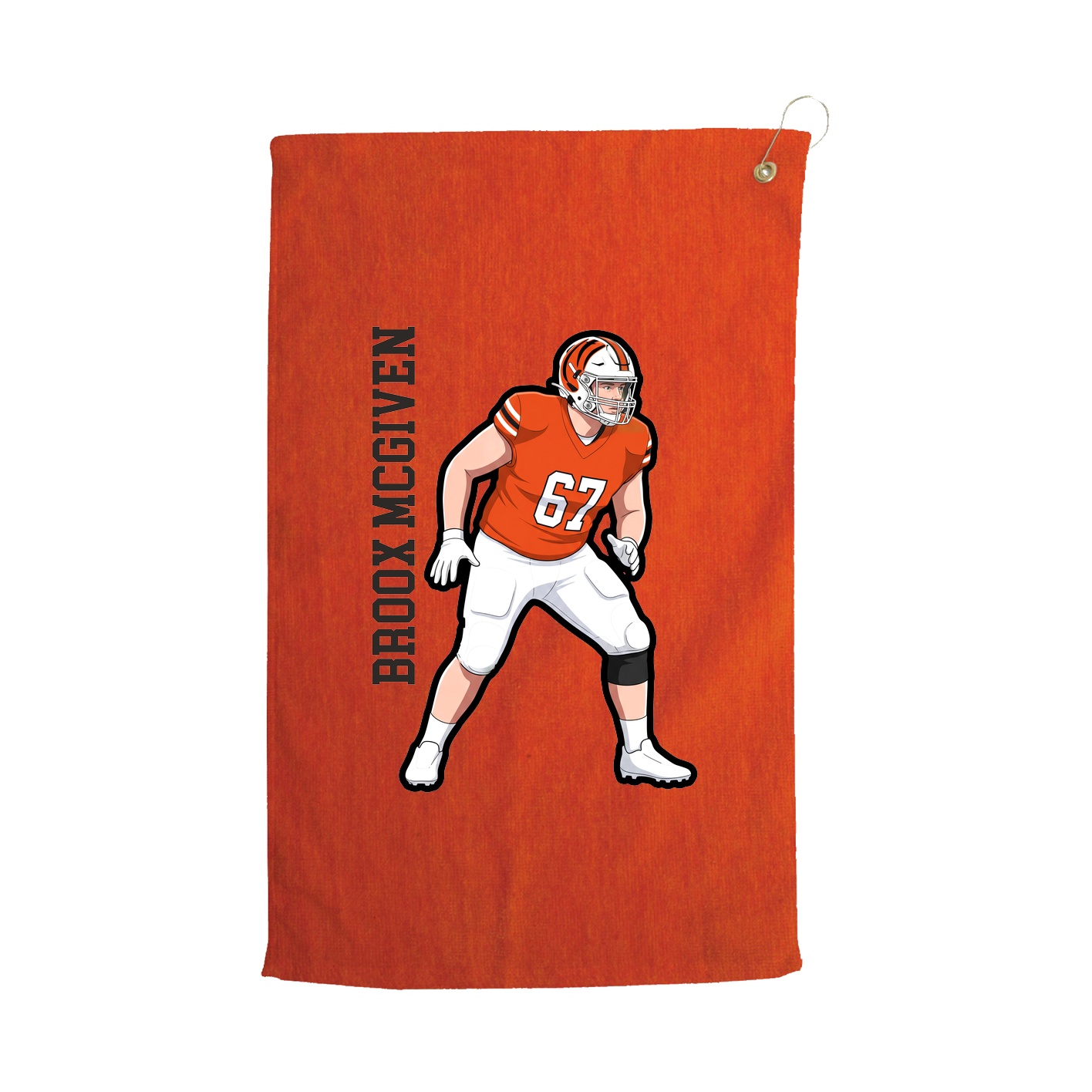 Golf Towel — Name Vertical in Orange