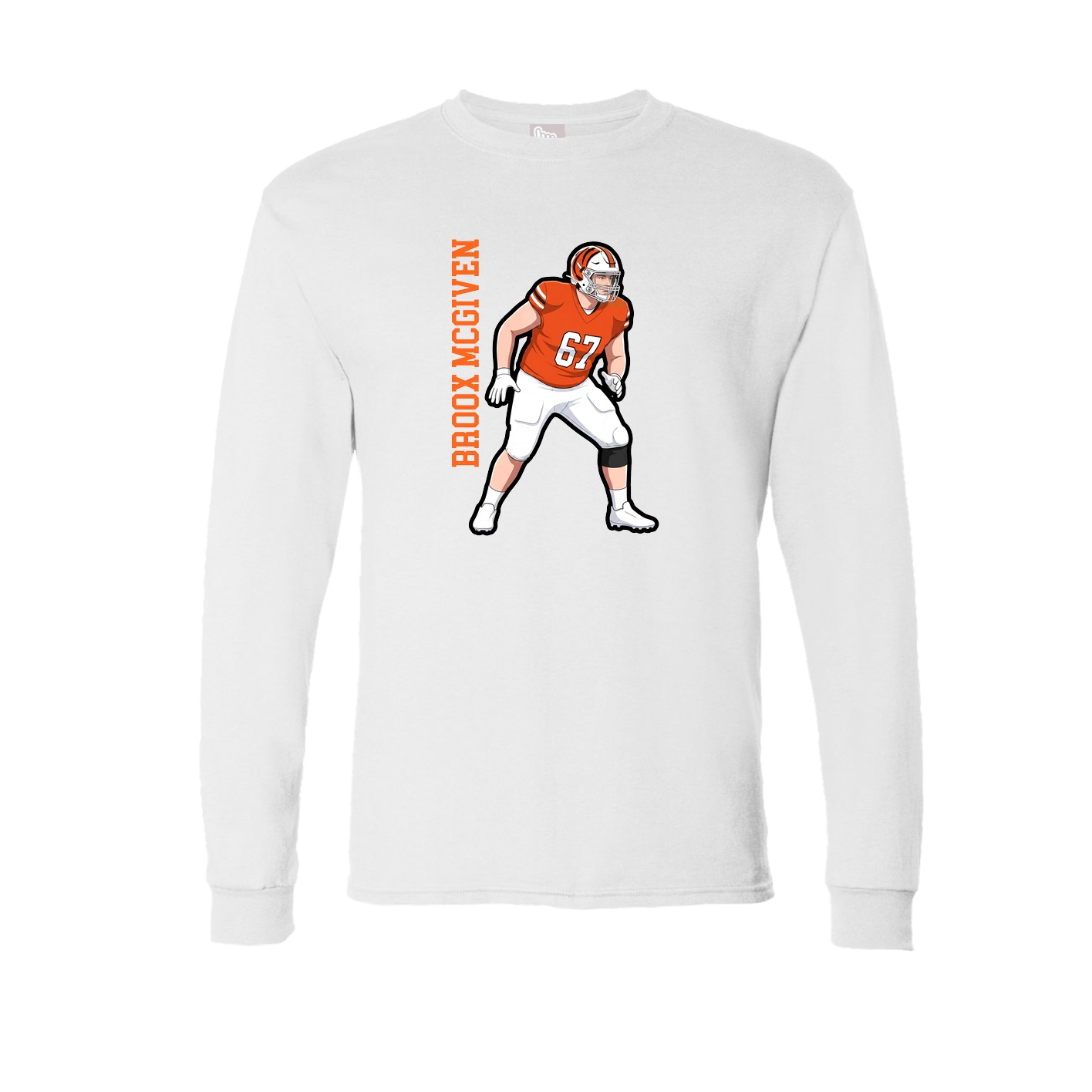 Long Sleeve Tee — Name Vertical in White