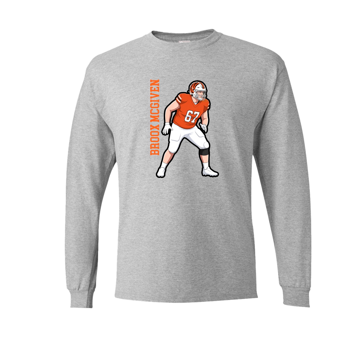 Long Sleeve Tee — Name Vertical in Grey